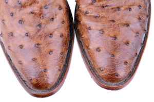 Pair of full quill ostrich leather boots