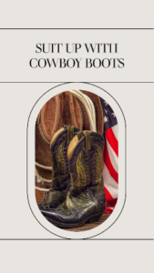 what color cowboy boots go with a black suit?